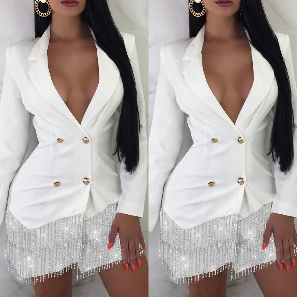 White Glitter Mother of the Bride Suits V Neck Sparkle Tassel Women Prom Evening Formal Wear Tuxedos Blazer For Wedding
White Glitter Mother of the Bride Suits V Neck Sparkle Tassel Women Prom Evening Formal Wear Tuxedos Blazer For Wedding