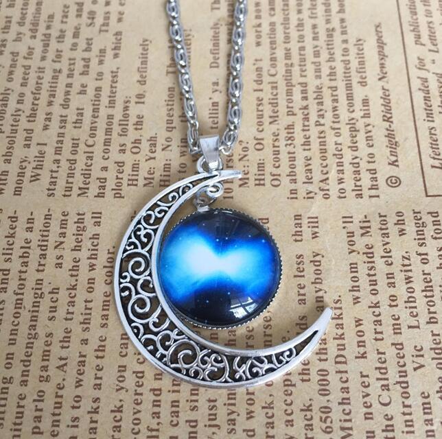 Foreign trade starry sky moon time gemstone men and women necklace DJN208 mix order Pendant Necklaces jewelry