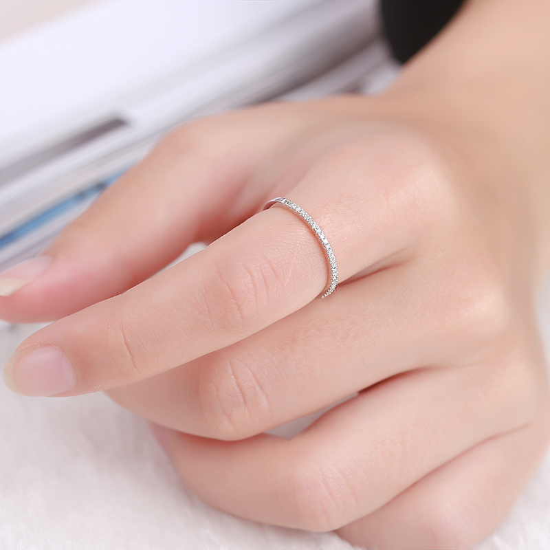 Vecalon Eternity Promise ring Real 925 Sterling Silver Pave Cz wedding band rings For women Bridal Party Finger Jewelry Gift