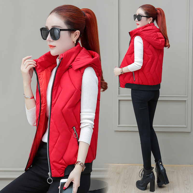 2019 autumn and winter new cotton vest women short detachable cap thick large size vest jacket women coat female clothing, Black
2019 autumn and winter new cotton vest women short detachable cap thick large size vest jacket women coat female clothing, Black