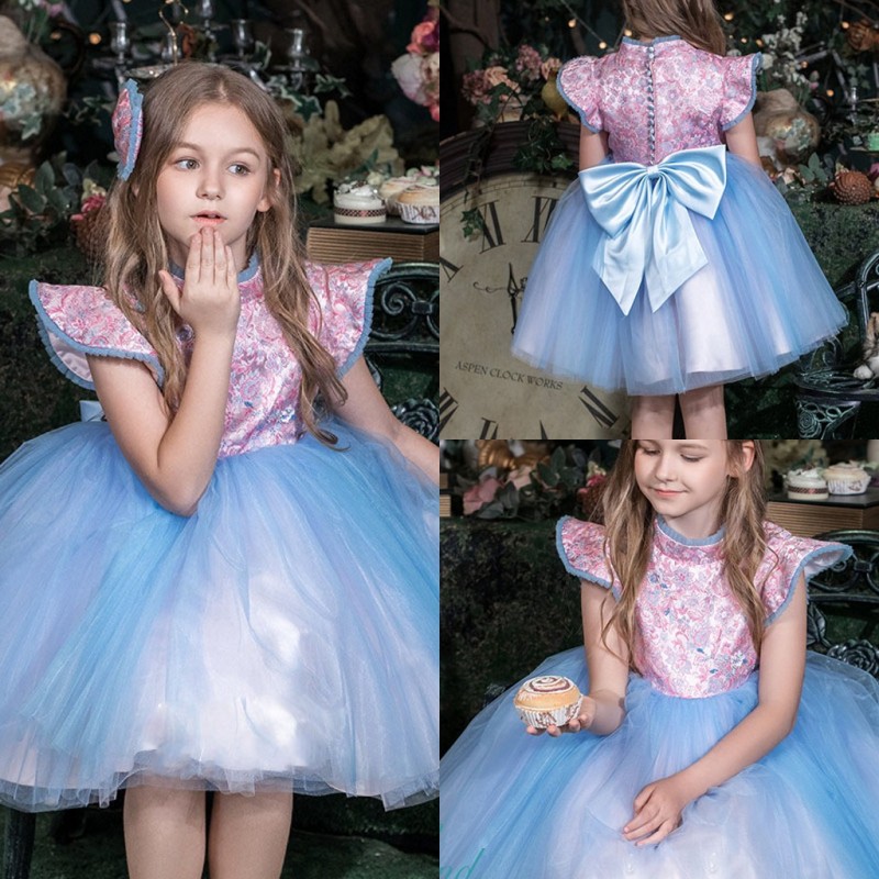 cute flower girl dress princess girls pageant dresses summer beach boho kneelength girls prom evening gowns birthday communion dress