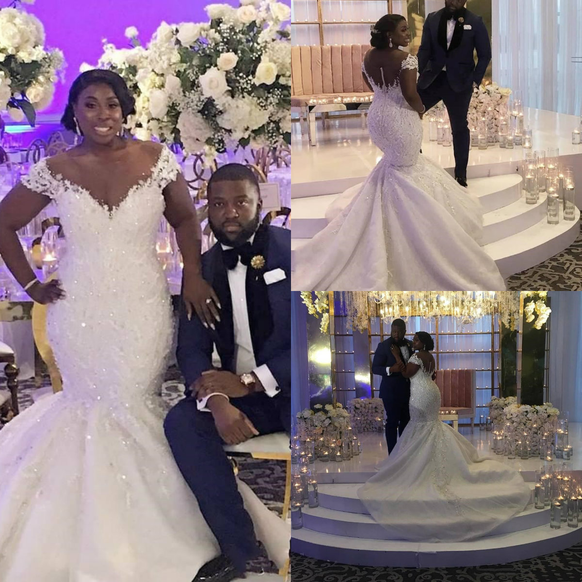 2019 Plus Size Arabic Lace Mermaid Wedding Dresses Sheer Scoop Neck Sequined Vestido De Novia Appliques Sweep Train Custom Made Bridal Gowns