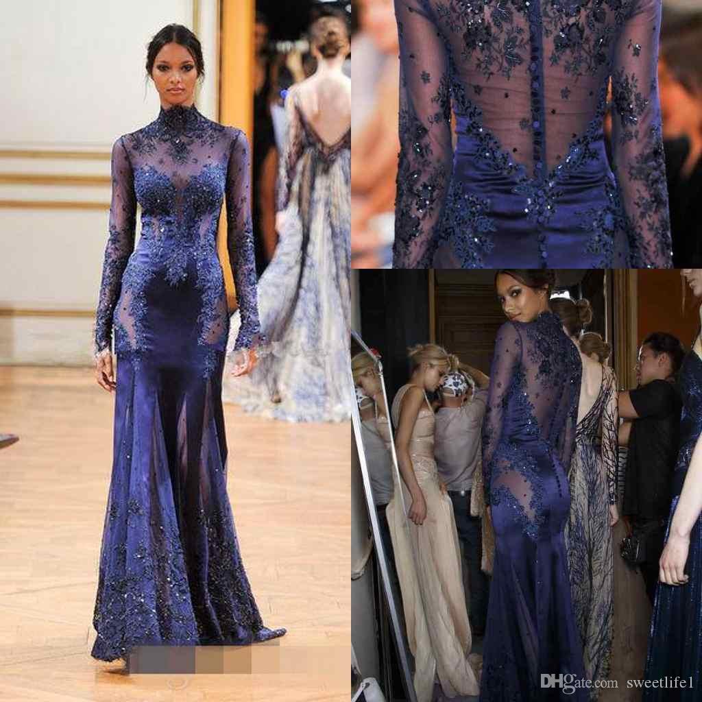 Zuhair Murad Mermaid High Neck Lace Formal Evening Dresses See Though Long Sleeves Beaded Appliques Prom Dress Celebrity Gowns, Silver
Zuhair Murad Mermaid High Neck Lace Formal Evening Dresses See Though Long Sleeves Beaded Appliques Prom Dress Celebrity Gowns, Silver