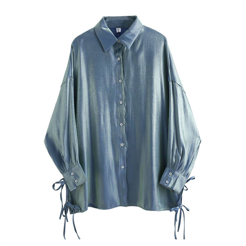Bella philosophy 2020 Women lacing up Mid Long Blouse lady Lapel Long Sleeve Gradient Bright Satin Slit Joint Irregular female, Blue
Bella philosophy 2020 Women lacing up Mid Long Blouse lady Lapel Long Sleeve Gradient Bright Satin Slit Joint Irregular female, Blue