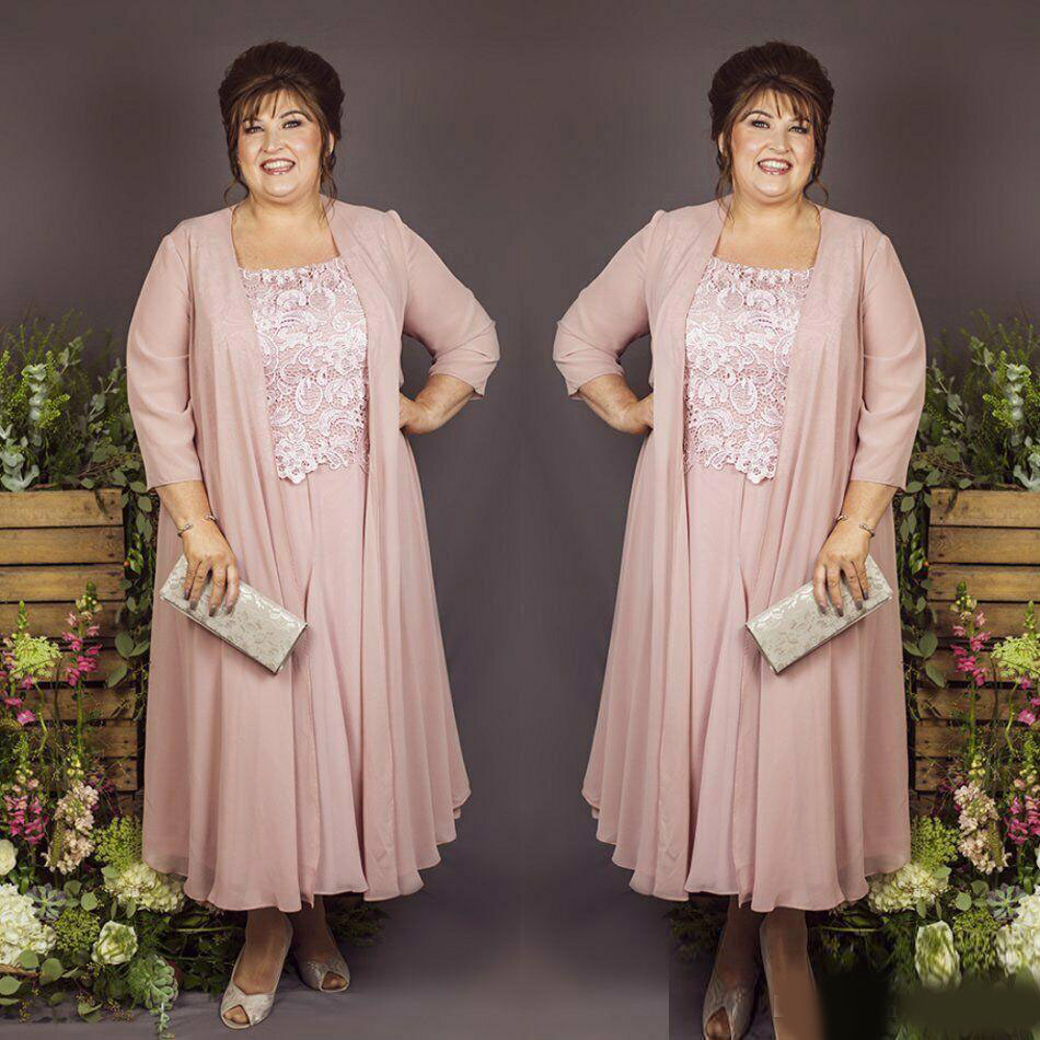 Elegant New Mother Of The Bride Dresses Lace Ankle length Plus Size With Jacket Wedding EveningParty Guest Gown vestido de