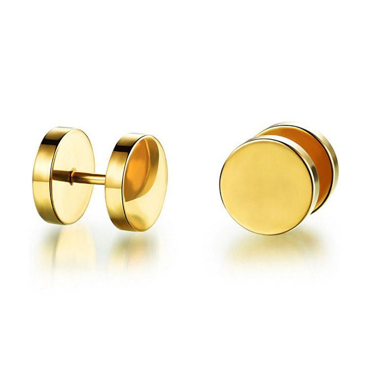Hip Hop Men's Colorful Stainless Steel Dumbbell Screwback Stud Earrings Set Sports Fitness Jewelry Double Sides Wholesale