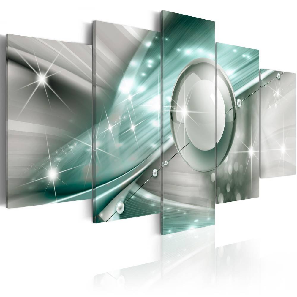5 Panels Modern Art Decor Office Painting Abstract Light Multicolor Metal Effect Circle Shape Wall Art for Home Decor,No Frame