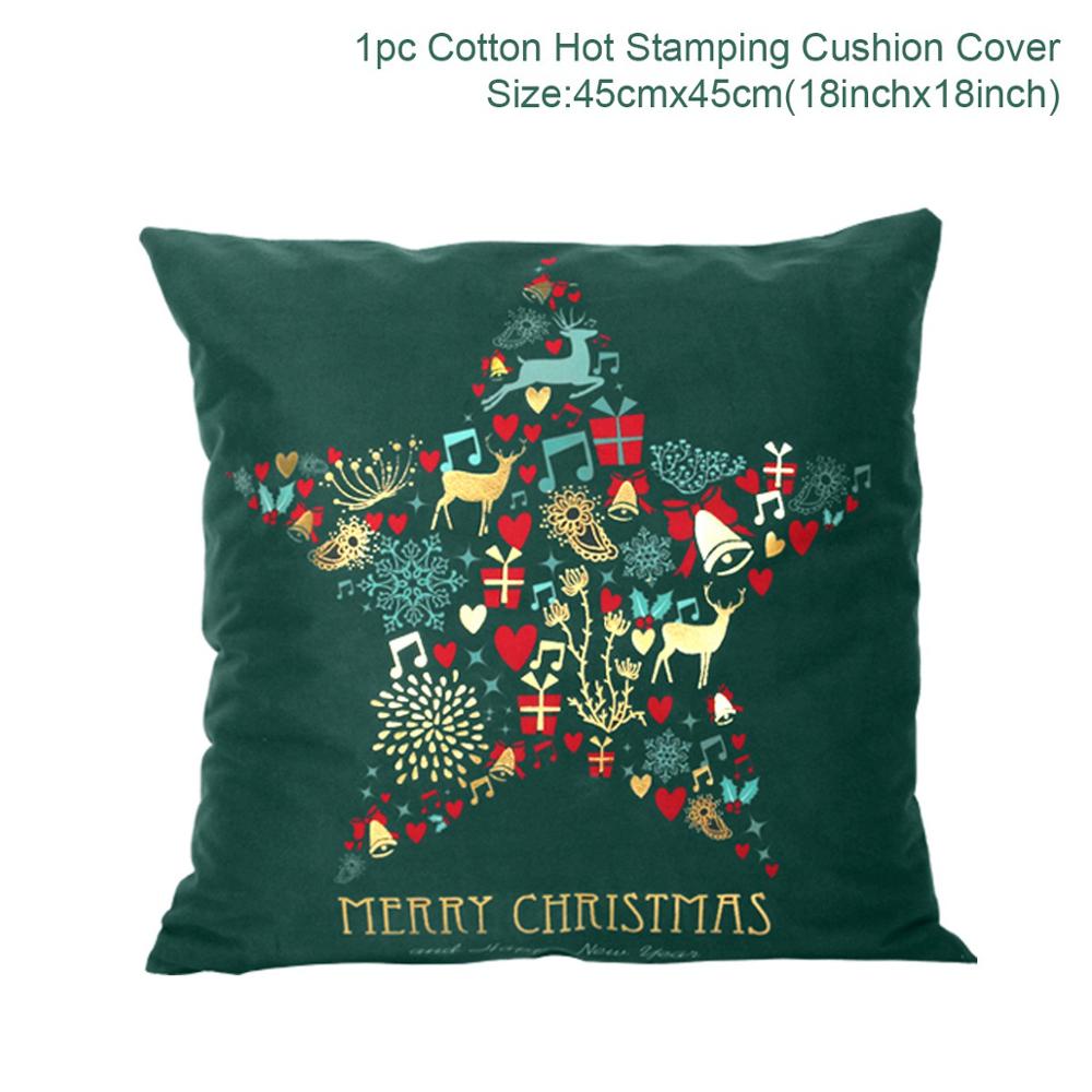 Christmas Green Cotton Hot Stamping Pillowcase Christmas Decoration for Home Party Decor Kerst