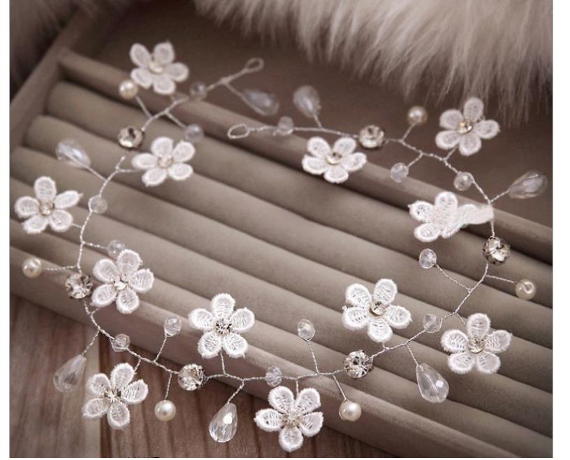 Bridal handmade headdress lace flower head flower handmade pearl wedding hair accessory hair band