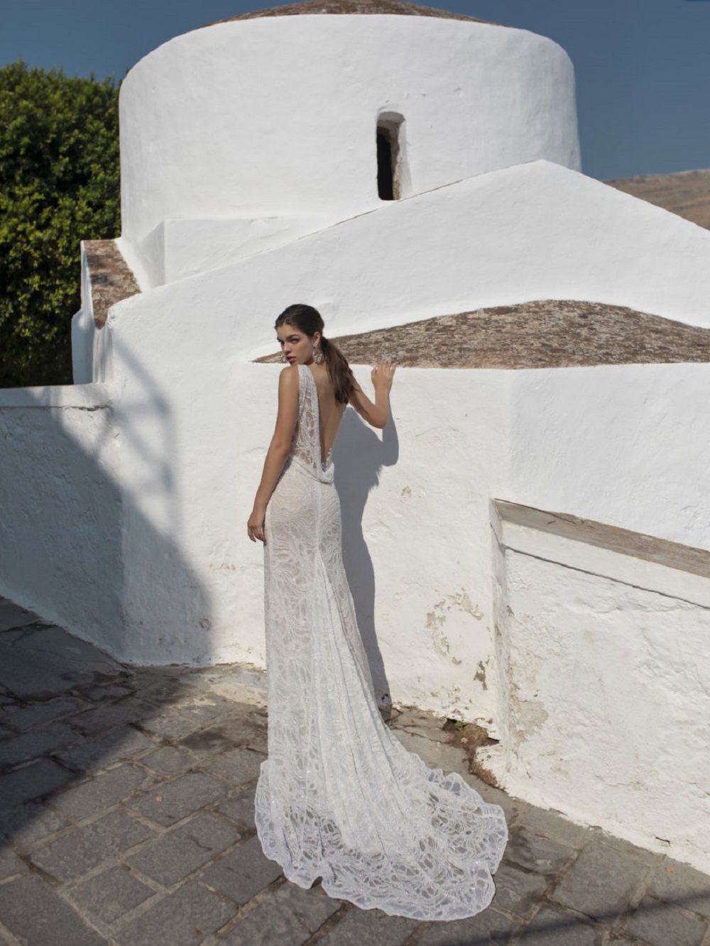 lian rokman mermaid split wedding dresses appliqued lace deep v neck beads bridal gowns sweep train backless robe de marie