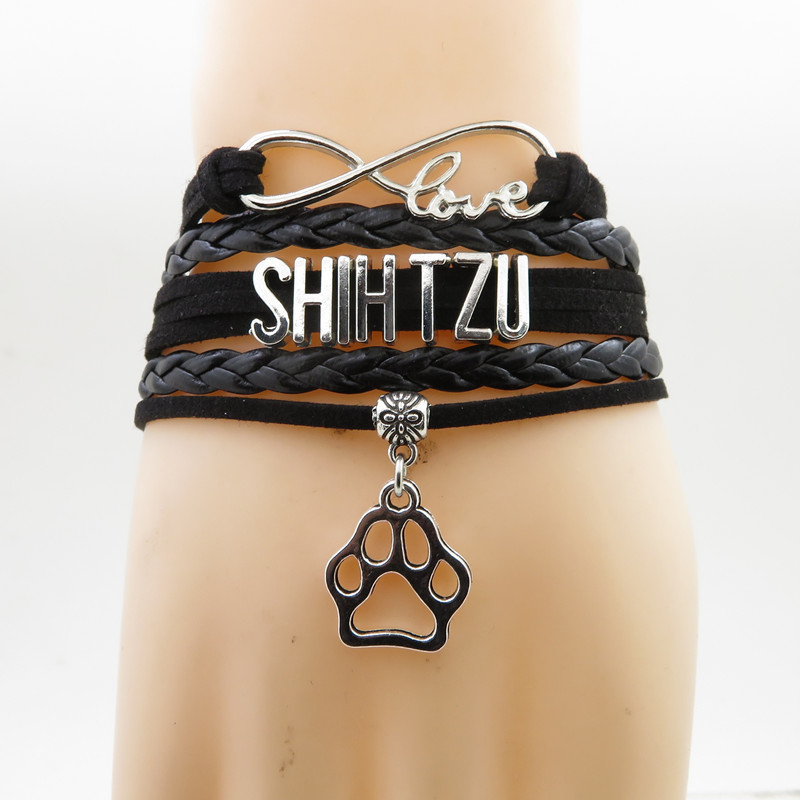 Infinity Shih Tzu Bracelet Dog Gift Pet Paw Charm Shih Tzu Mom Black Leather Bracelets For Women And Man
Infinity Shih Tzu Bracelet Dog Gift Pet Paw Charm Shih Tzu Mom Black Leather Bracelets For Women And Man