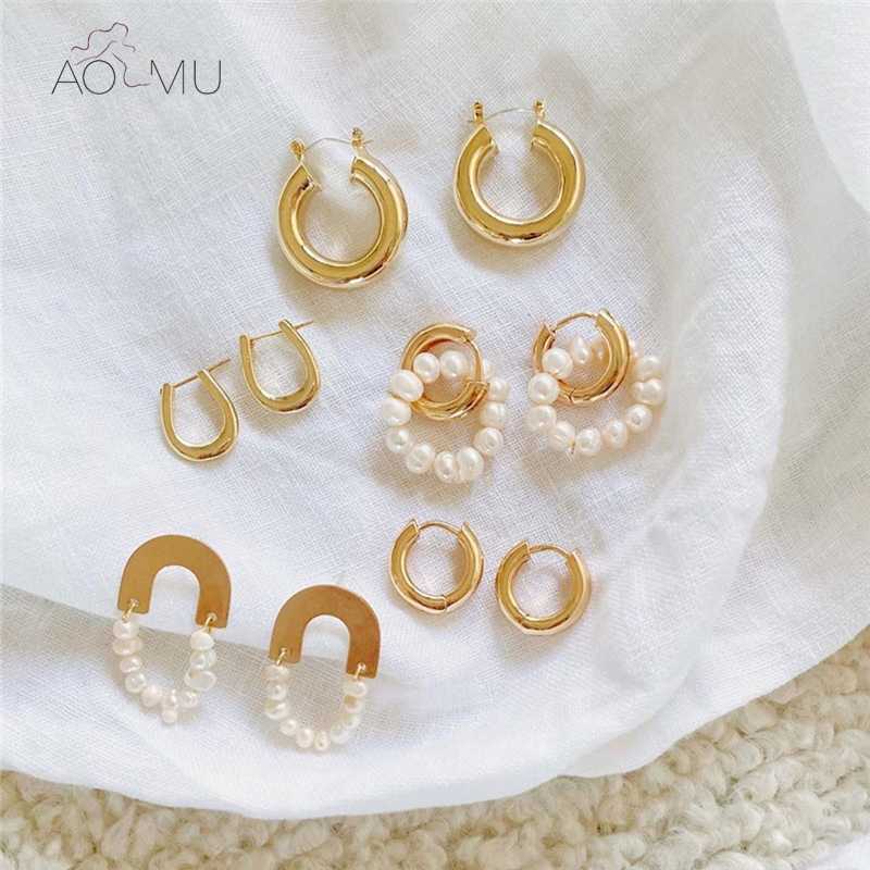 Hoop & Huggie AOMU 2021 Geometric Natural Freshwater Pearls Circle Gold Color Minimalism Simple Metal Small Earring For Women Jewelry
Hoop & Huggie AOMU 2021 Geometric Natural Freshwater Pearls Circle Gold Color Minimalism Simple Metal Small Earring For Women Jewelry