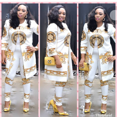 Women Two Piece Sets Long Sleeve Long Jacket Coat Top and Skinny Pants Gold Flower Printing African Women Two Piece Set P633, White
Women Two Piece Sets Long Sleeve Long Jacket Coat Top and Skinny Pants Gold Flower Printing African Women Two Piece Set P633, White