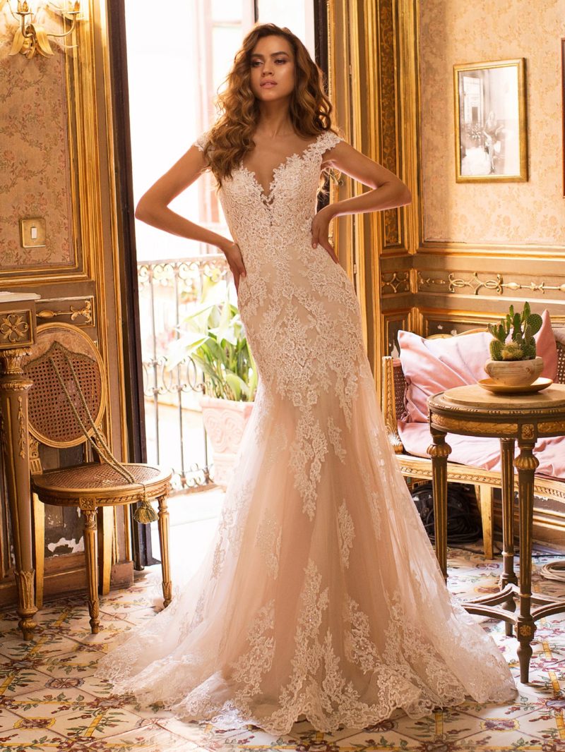 lussanobridal champagne wedding dresses v neck illusion bridal gown covered button back plus size boho mermaid wedding dress custom