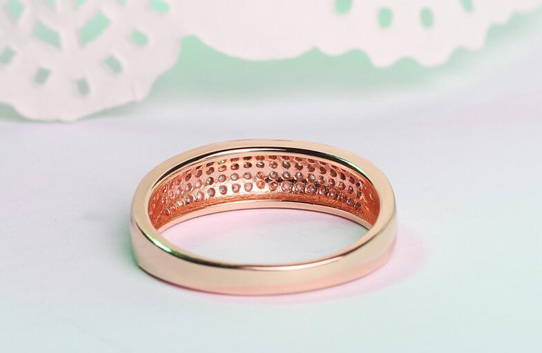 Sterg CZ Dia Wedding Band - Sier & Rose Gold Promise Ring