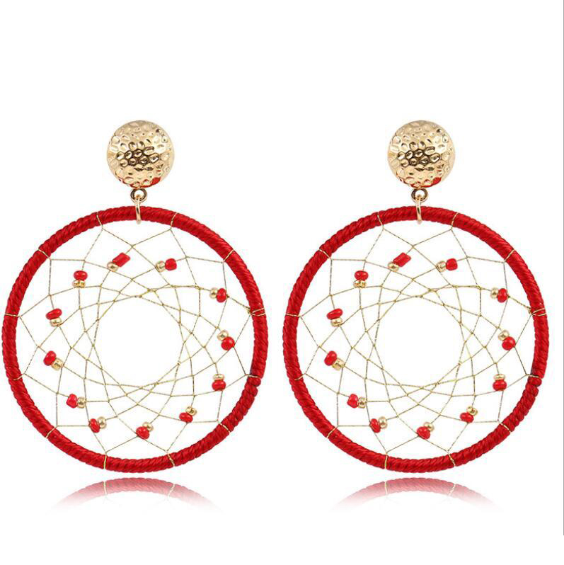 New Earrings female temperament dream catching net Earrings Gold Earrings Bohemia round ornaments the best gift for women and girls