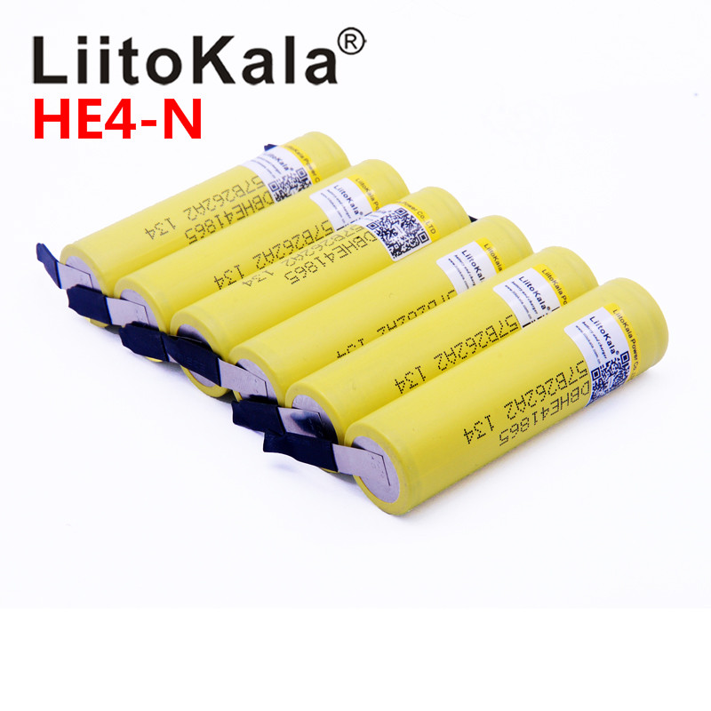 LiitoKala HE4 2500mAh Li-ion Battery 18650 3.7V Rechargeable Battery 20A 35A Discharge with Nickel Tab