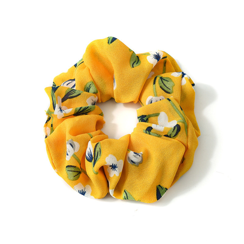 Spring Flower Headbands Hair Scrunchies Ponytail Holder Soft Stretchy Hair Ties Vintage Elastics Bands for Girls Accessories