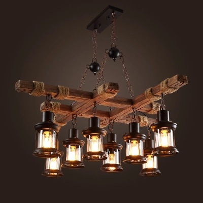 Wooden Pendant Lamps Kitchen Bar Dining room Salon lustre suspension Industrial Vintage Loft Chandelier luminaire light fixtures