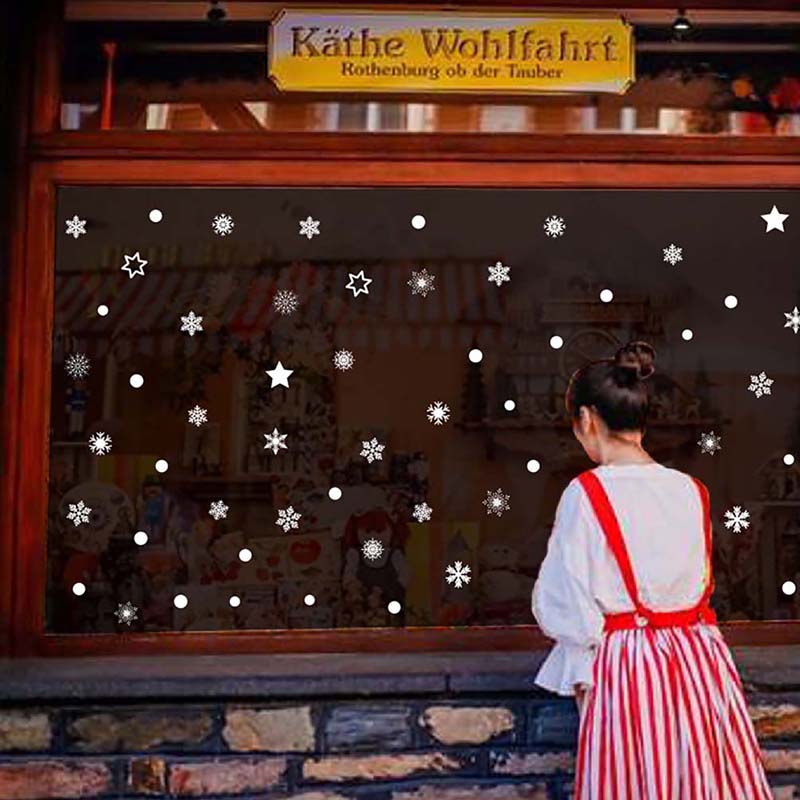 Window Glass Sticker Christmas Xmas Wall Stickers Snowflake Snow Star Decal New Year Merry Christmas Winter Car Home Bedroom Party Wedding
