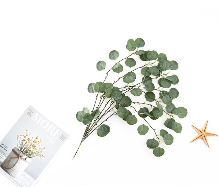Artificial Eucalyptus Fake Leaf Plastic Eucalyptus Tree Branch Simulation Leaves for Christmas wedding decoration Flower arrangment