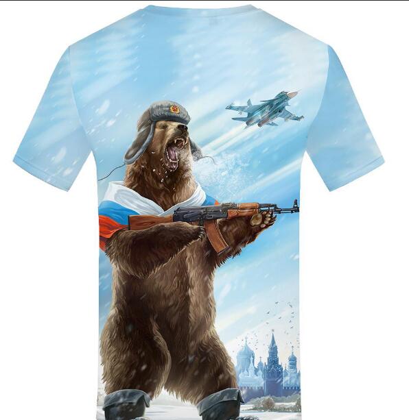 Russia T-shirt Bear Shirts War Tshirt Military Clothes Gun Tees Tops Men 3d T shirt 2019 Cool Tee