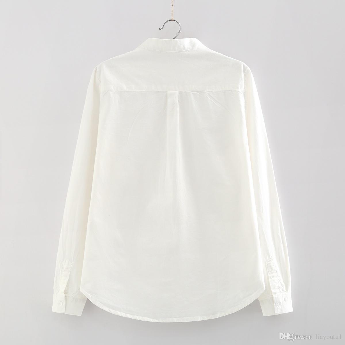 Long Sleeve White Blue Womens Oxford Shirts Plus Size 2020 New Casual Woman Office Blouse Female Wear High Quality Ladies Tops