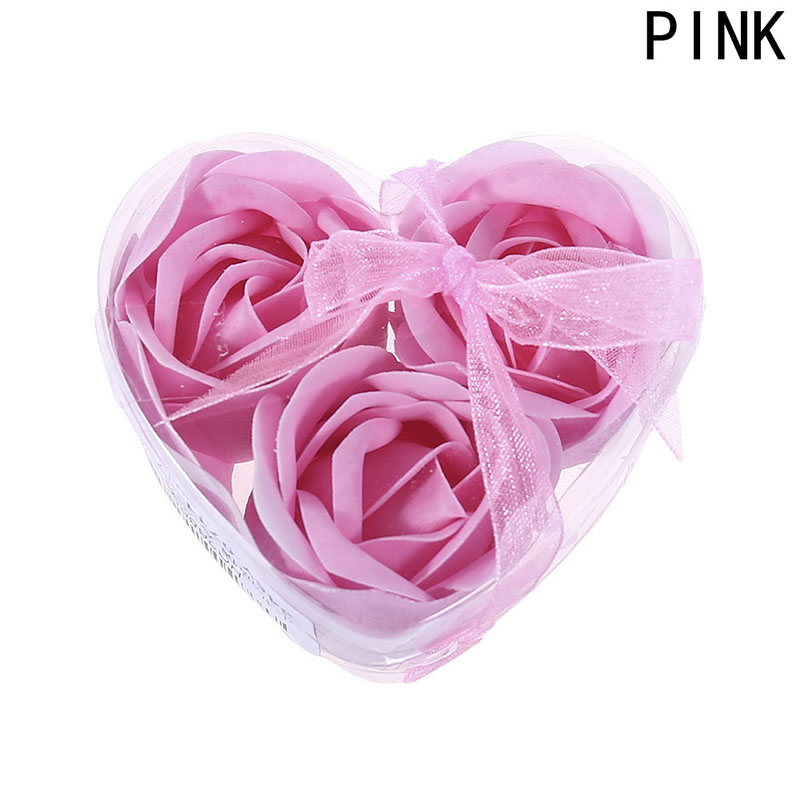 Aroma Heart Rose Soap Flowers Bath Body Soap Romantic Souvenirs Valentine's Day Gifts Wedding Favor Party Decor 3Pcs/Box