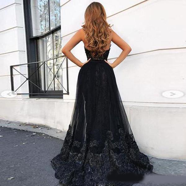 2020 Elegat Evening Dresses Mermaid Sweetheart Lace Applique Side Split Prom Dresses Sweep Train Backless Party Gowns