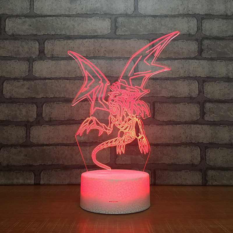 Yu Gi Oh Blue-Eyes White Dragon 3D Table Lamp Touch Control 7 Colors Changing Acrylic Night Light USB Decorative Kids Gifts