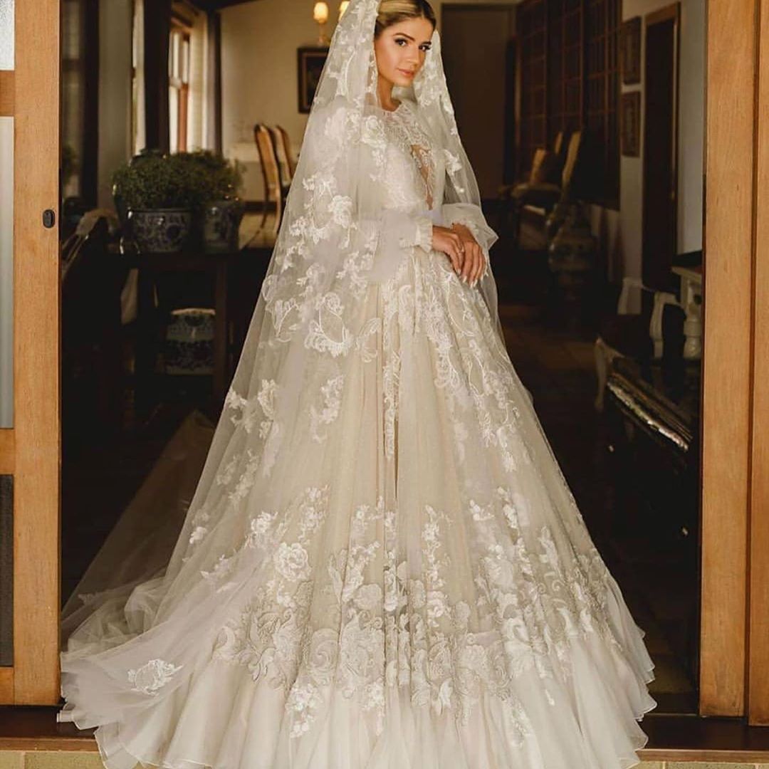bohemian long sleeve wedding dresses jewel neck vestido de noiva a line lace appliqued boho beach wedding dress bridal gowns