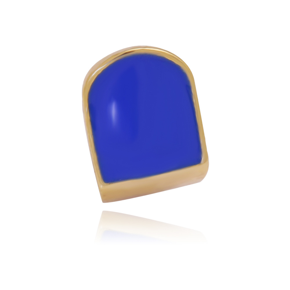 New Gold Plated Mixed Color Vampire Up Single Teeth Grills Bottom Hip Hop Fang Grillz Halloween Dental Tooth Cap Decoration Wolf Tide Body Piercing Je