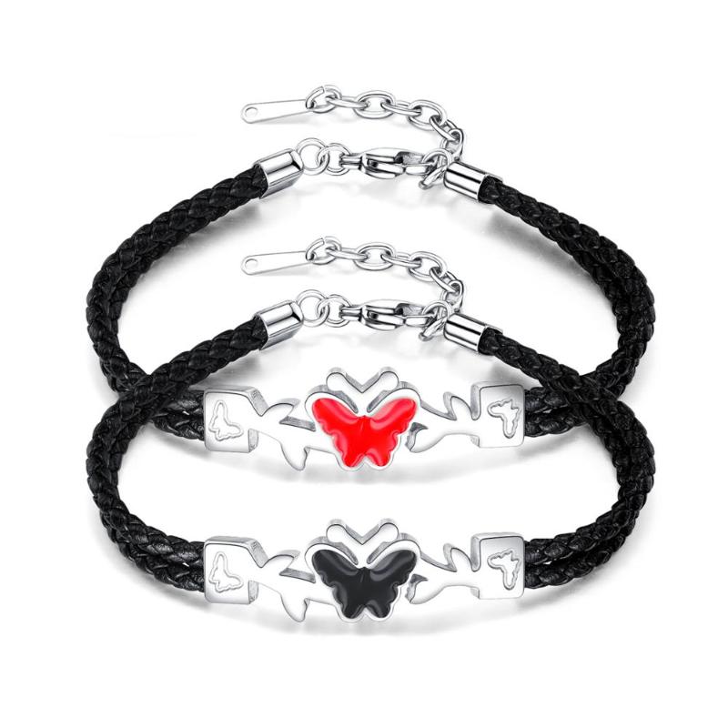Charm Bracelets Simple Temperament Leather Stainless Steel Butterfly Bracelet Adjustable Male
Charm Bracelets Simple Temperament Leather Stainless Steel Butterfly Bracelet Adjustable Male