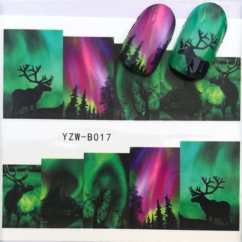 Fashion Style Self-adhesive Nail Sticker Decals for Art Decorations Cute Emoticon Feather Fake Nails Finger Beauty Wraps