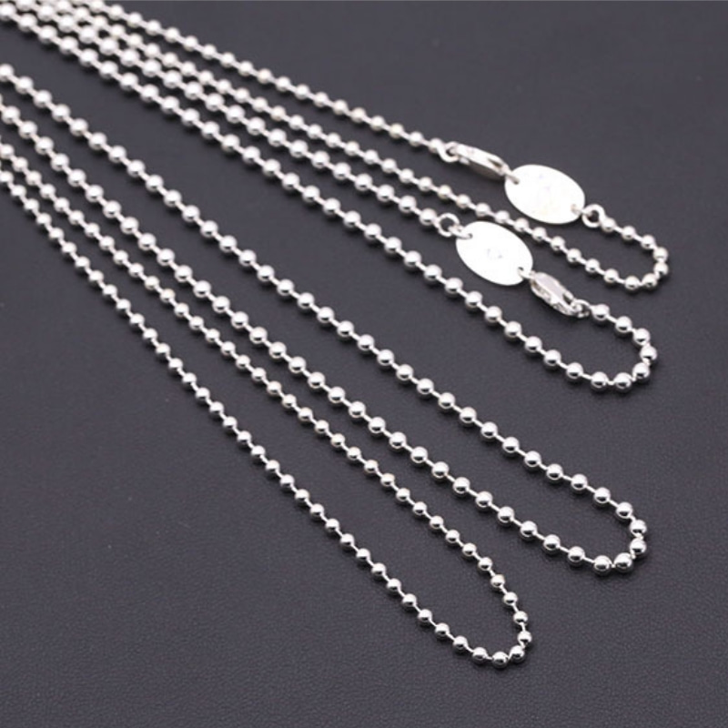 925 sterling silver handmade jewelry antique silver American European designer ball chain necklace all-match for men & women nice gift