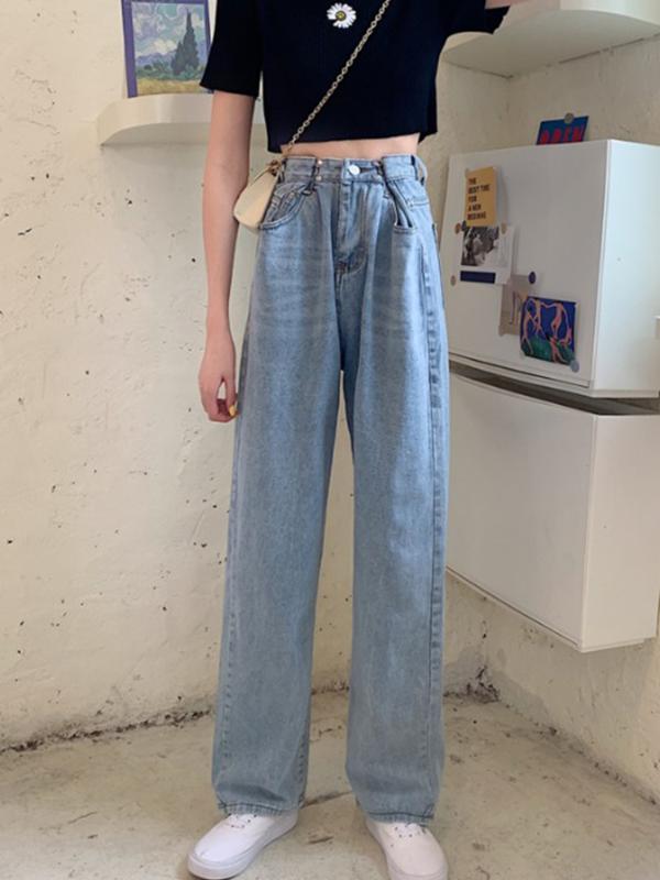Women' Blue High Waist Straight Denim Pants Black White Slim Long Loose Wide Leg Jeans Washed Retro Overalls
Women' Blue High Waist Straight Denim Pants Black White Slim Long Loose Wide Leg Jeans Washed Retro Overalls