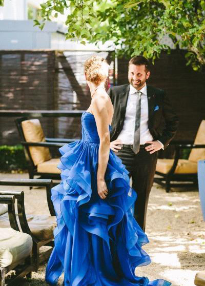 Cheap Royal Blue Wedding Dress Latest A Line Strapless Country Garden Church Formal Bride Bridal Gown Custom Made Plus Size