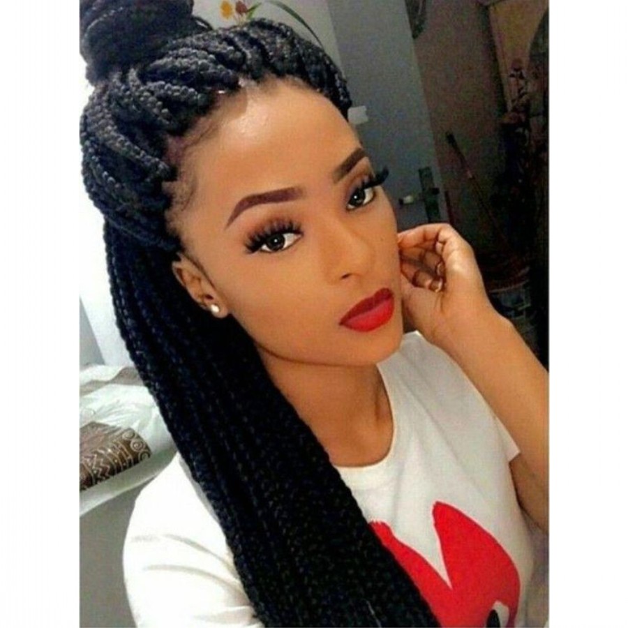 Fully Hand Braided Handmade Braid Wig Lace Front Wigs black/brown/blonde /ombre color box braids with baby hair for africa women