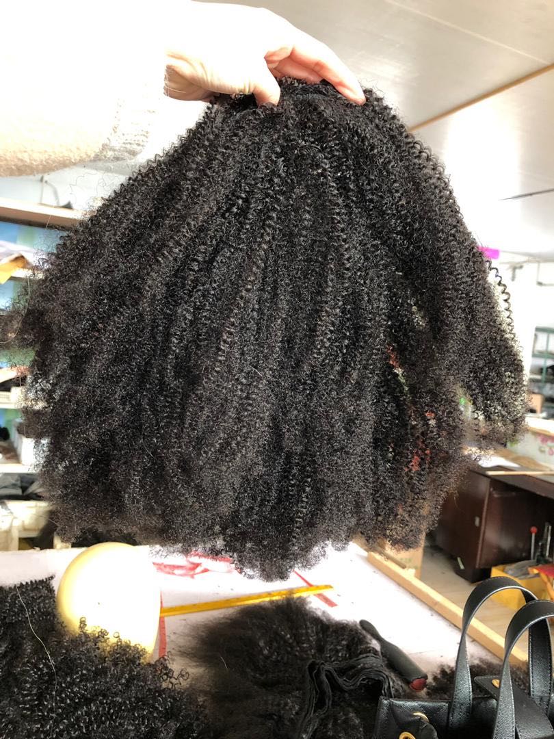 Premium kinky coily brazilian hair sleek ponytail natural hair queen with drawstring two combs soft and comfortable