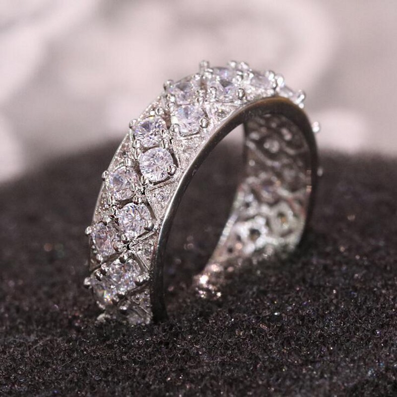 Victoria Wieck Luxury Jewelry Real 925 Sterling Silver Full White 5A Cubic Zirconia Promise Ring Party Women Wedding Engagement Band Rings