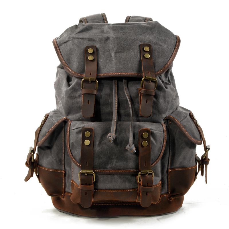 Hlurker Outdoor Bags Waterproof Canvas Rucksacks Backpack Leather Men Women Backpack Travel Bag Large Waxed Climbing Hiking Pack, Khaki
Hlurker Outdoor Bags Waterproof Canvas Rucksacks Backpack Leather Men Women Backpack Travel Bag Large Waxed Climbing Hiking Pack, Khaki