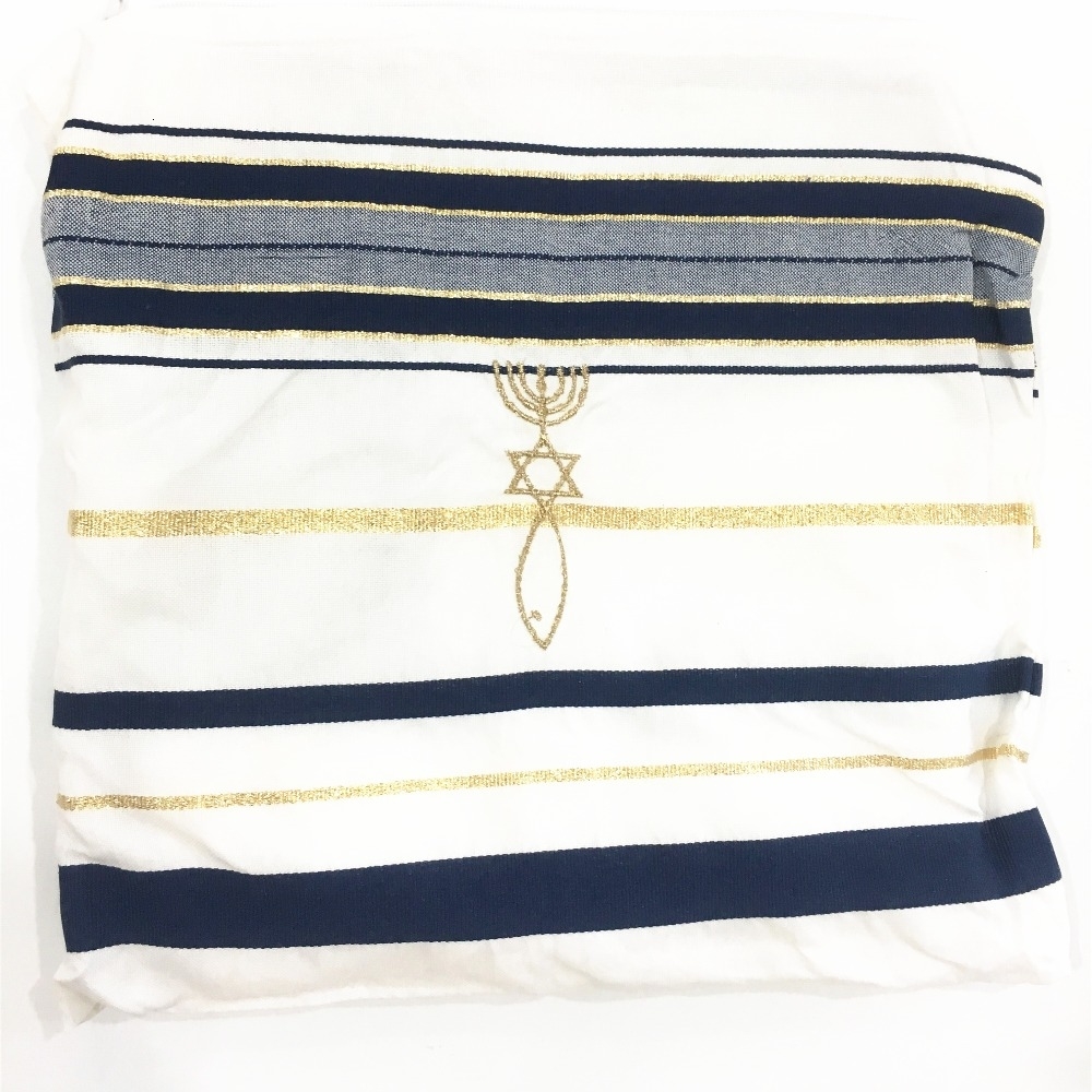 JKRISING Messianic Jewish Tallit Blue and Gold Prayer Shawl Talit and Talis Bag Prayer scarfs T191213