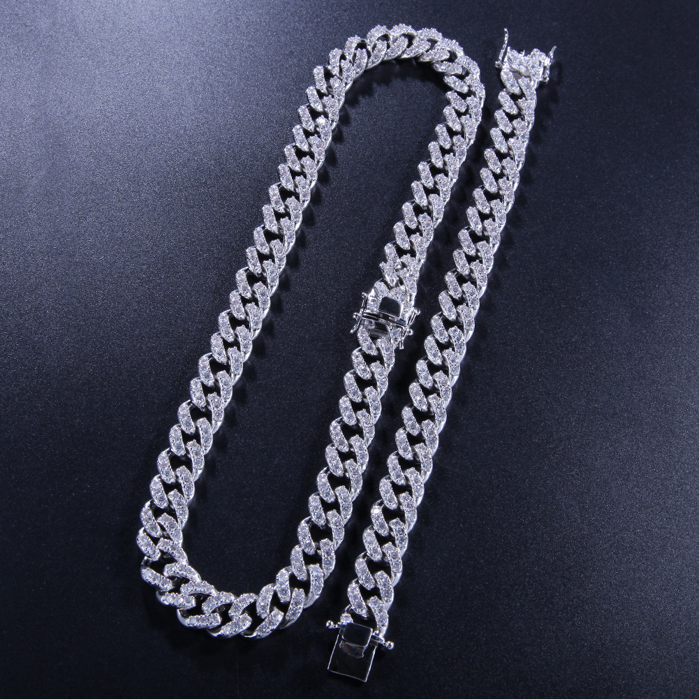 Hip Hop Tennis Chain Necklace Bracelet Mens Diamond Stone Necklace 18k Real Gold Plated