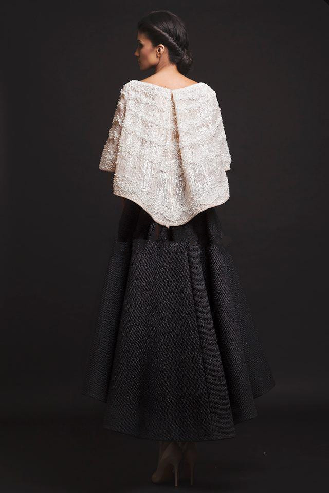 Arabic Black White Krikor Jabotian Pearls Evening Two Pieces Ankle Length Beaded Lace Prom Jacket Formal Party Dresses 0510