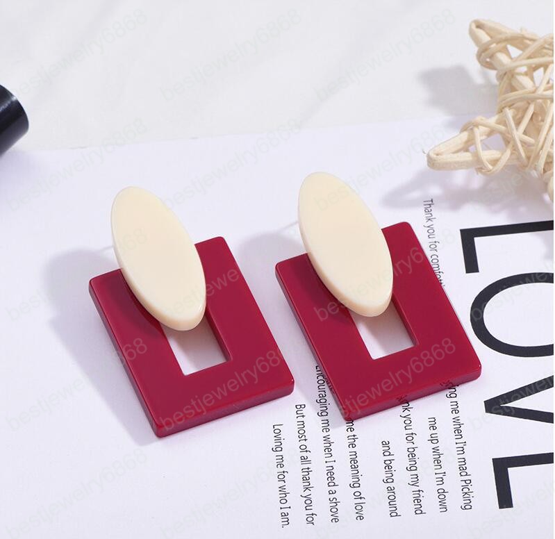 New Style Fashion Big Resin Drop Earrings For Women New Acetic Acid Large Korea Square Earrings Trendy Geometric Jewelr