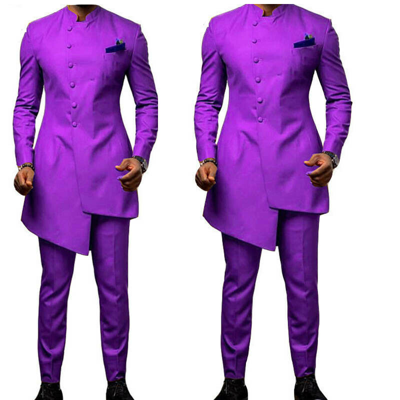 Purple Men Tuxedos Groom Wedding Suits Shawl Lapel Best Man Wear Slim Fit Prom Party Blazer Long Jacket (Jacket+Pants)