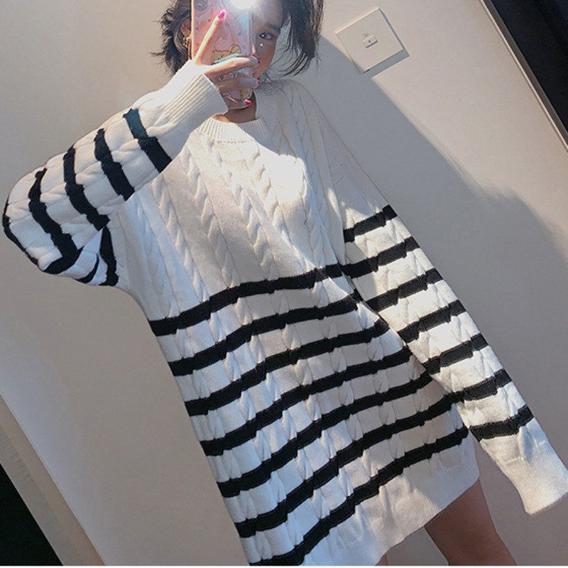 2019 Winter New Pullover O-neck Full Sleeve Stripe Large Size Ladies Fashion Loose Knitted Sweater CSW125, Black
2019 Winter New Pullover O-neck Full Sleeve Stripe Large Size Ladies Fashion Loose Knitted Sweater CSW125, Black