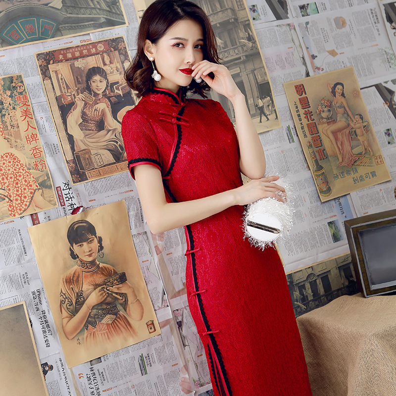 Sexy Burgundy New Female Lace Cheongsam Women Novelty Qipao Short Sleeve Elegant Chinese Dress Slim Chi-pao Vestidos Size S-XXL
Sexy Burgundy New Female Lace Cheongsam Women Novelty Qipao Short Sleeve Elegant Chinese Dress Slim Chi-pao Vestidos Size S-XXL