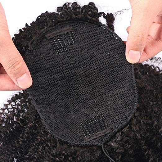 Top quality natural hair puff ponytail updo african american short afro kinky curly drawstring ponytail women hair extension 120g 10-22inch
