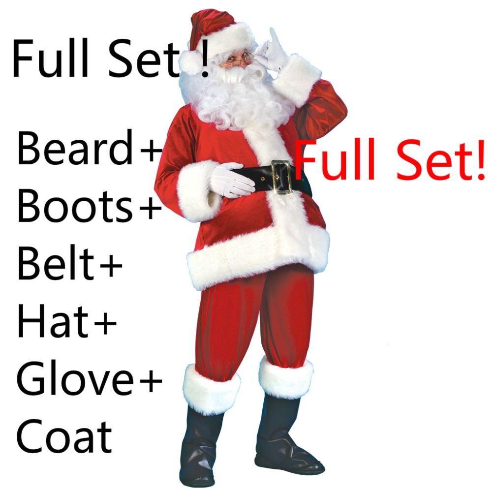 2018 Full Set Men Thick Christmas Costume Beard+Boots+Belt+Hat+Glove+Coat Adult Men Male Luxury High Quality Average Size, Red
2018 Full Set Men Thick Christmas Costume Beard+Boots+Belt+Hat+Glove+Coat Adult Men Male Luxury High Quality Average Size, Red